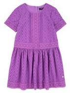 GIRLSSOFTWOVENEYELETLACETRIMDRESS